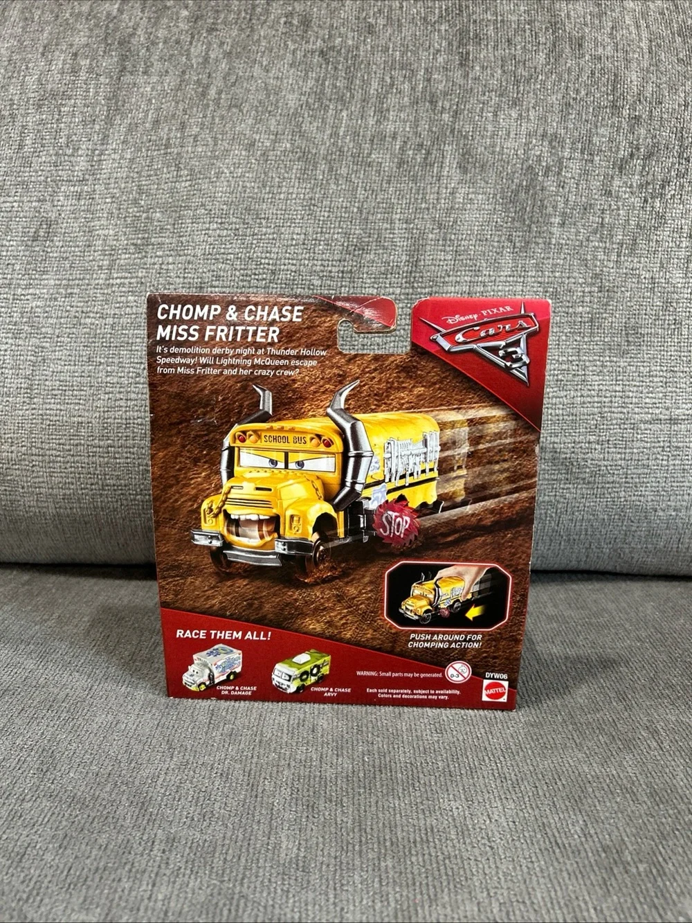 Disney Pixar Cars Chomp & Chase Demo Derby Miss Fritter School Bus Vehicle 2016